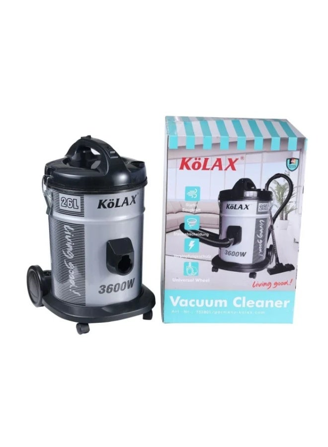 Kolax 26L Heavy-Duty Drum Vacuum Cleaner - High Suction Power with Integrated Blower Function - Professional Multi-Surface Cleaner for Home, Office & Car - Large Capacity Stainless Steel Body - Image 3